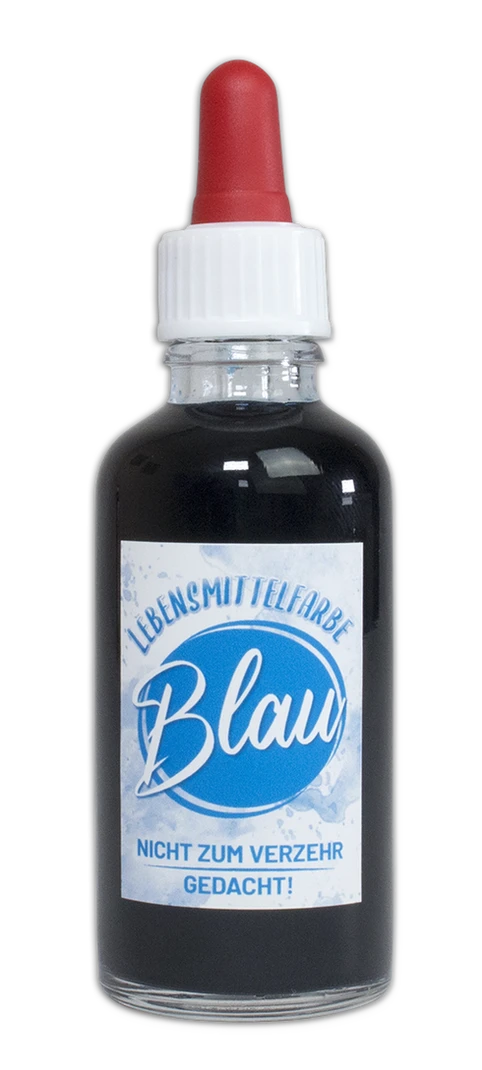 Flüssige blaue Lebensmittelfarbe