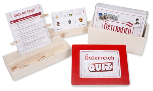 Großes Österreich Material Set mit Klammerkarten, Lernkartei, Quiz und Karten für die Setzleiste