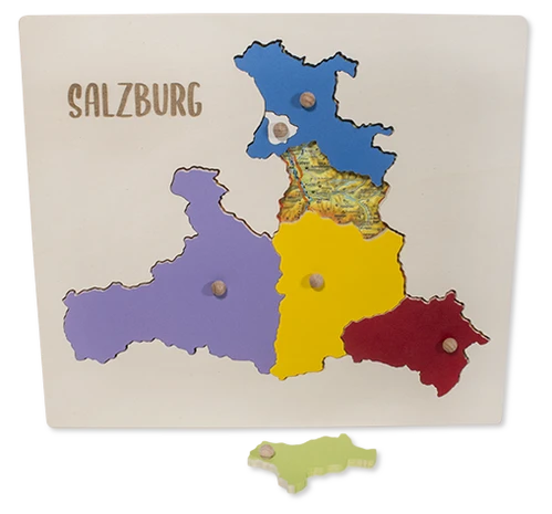 Salzburg Holzpuzzle mit Karte
