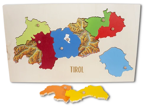 Tirol Holzpuzzle mit Karte